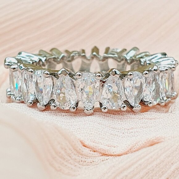 Jewelry - 💎 Fashion Bling Dainty Pear Zircon Silver Eternity Ring for Women INDN8336